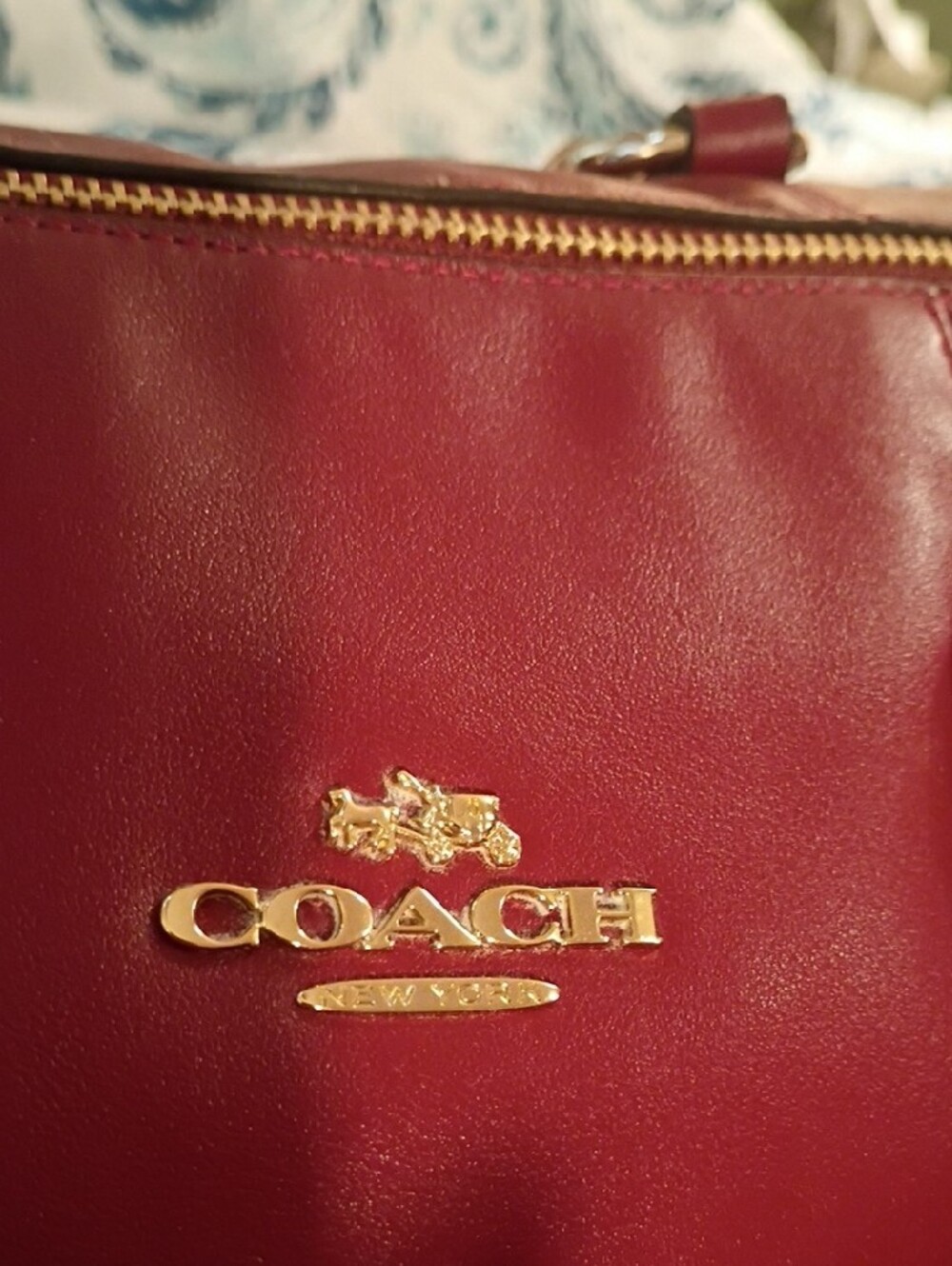 Coach Deep Red Leather Satchel with Gold Hardware - Picture 2 of 16